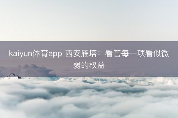 kaiyun体育app 西安雁塔：看管每一项看似微弱的权益