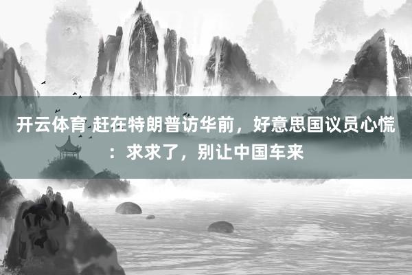 开云体育 赶在特朗普访华前，好意思国议员心慌：求求了，别让中国车来