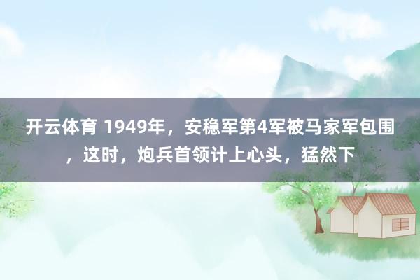 开云体育 1949年，安稳军第4军被马家军包围，这时，炮兵首领计上心头，猛然下