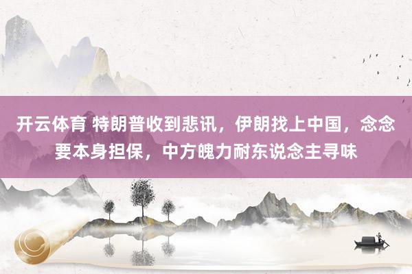 开云体育 特朗普收到悲讯,伊朗找上中国,念念要本身担保,中方魄力耐东说念主寻味