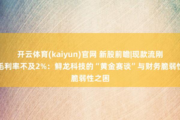 开云体育(kaiyun)官网 新股前瞻|现款流刚劲却毛利率不及2%：鲟龙科技的“黄金赛谈”与财务脆弱性之困