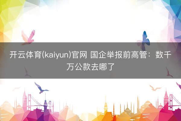 开云体育(kaiyun)官网 国企举报前高管：数千万公款去哪了