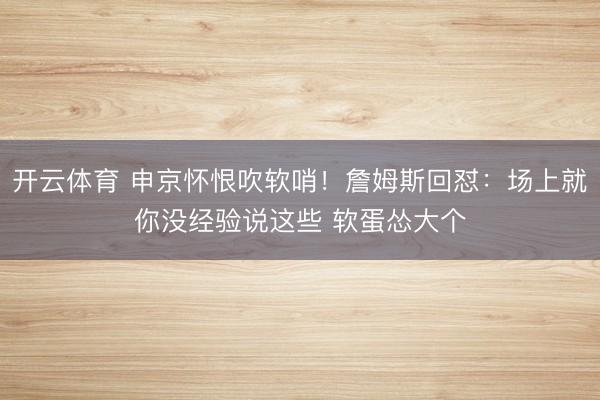 开云体育 申京怀恨吹软哨！詹姆斯回怼：场上就你没经验说这些 软蛋怂大个
