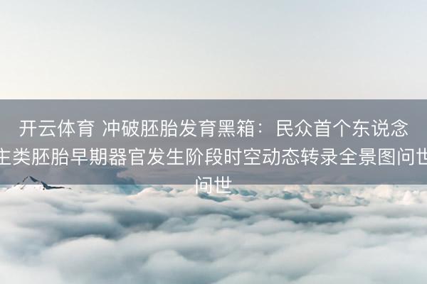 开云体育 冲破胚胎发育黑箱：民众首个东说念主类胚胎早期器官发生阶段时空动态转录全景图问世