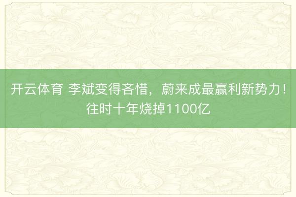 开云体育 李斌变得吝惜，蔚来成最赢利新势力！往时十年烧掉1100亿