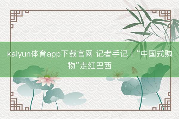 kaiyun体育app下载官网 记者手记|“中国式购物”走红巴西