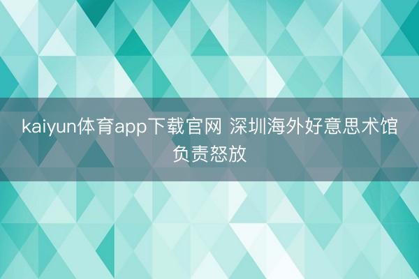 kaiyun体育app下载官网 深圳海外好意思术馆负责怒放